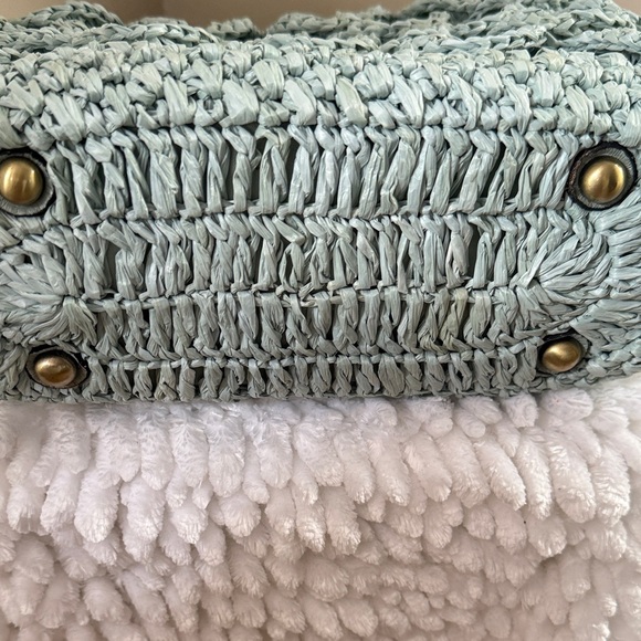 Patricia Nash Laureana Mint Green Woven Raffia Frame Bag - Picture 8 of 9